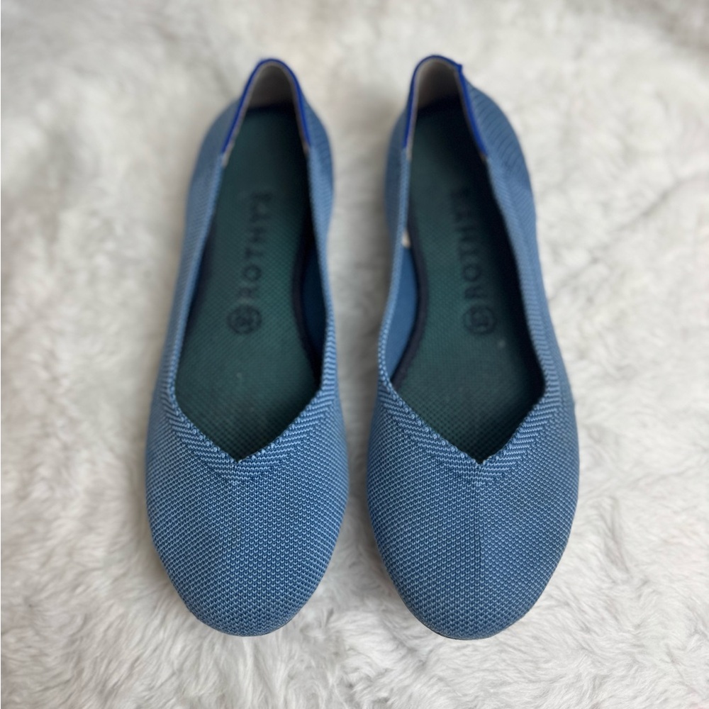Rothys Indigo Mini Stripe Round Toe Flat Sz 9 Retired Limited Ed Red White Blue